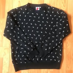 Currency Print Black Crewneck